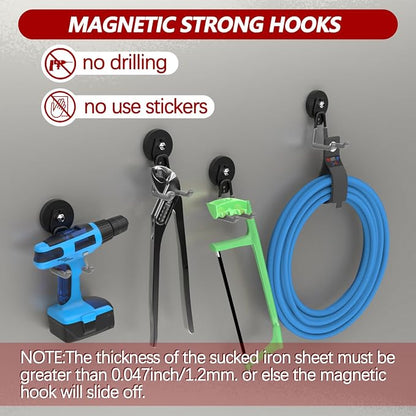 3-H Heavy Duty Magnet Garage Hooks 4 Pack, Large Strong Magnetic Hooks - Image 3