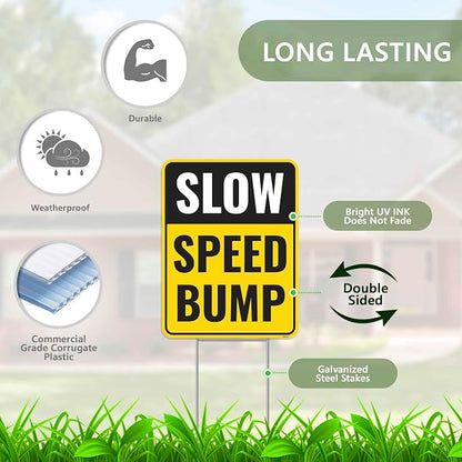 2PC Speed Bump Sign with Stakes, 17 Inches by 13 Inches - Image 2