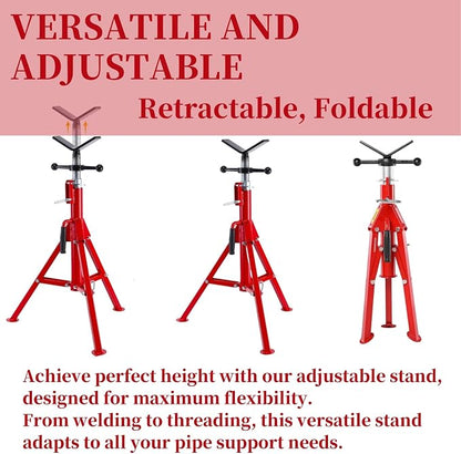 Towallmark V Head Pipe Jack Stand, 28-52 Inch Adjustable Height, 1/8"-12" - Image 9