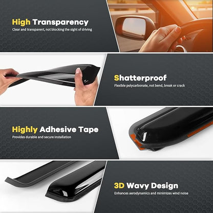 4PCS in-Channel Rain Guards for 2011-2020 Jeep Grand Cherokee, Durable Window - Image 3