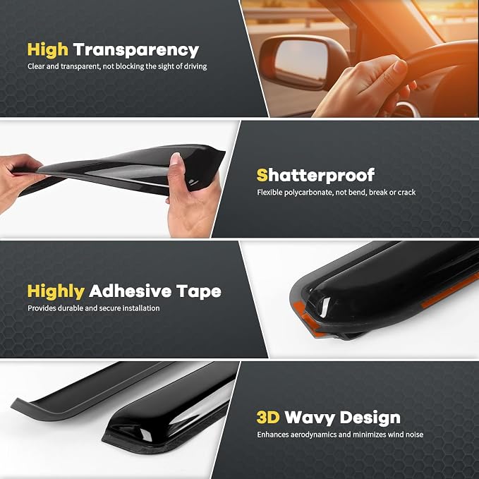 4PCS in Channel Rain Guards for 2008-2023 Dodge Grand Caravan, 2008-2016 - Image 3