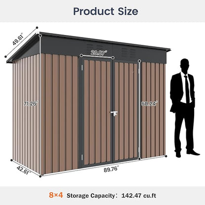 UDPATIO Outdoor Storage Shed 8x4 FT, Outside Sheds & Outdoor Storage Metal - Image 3
