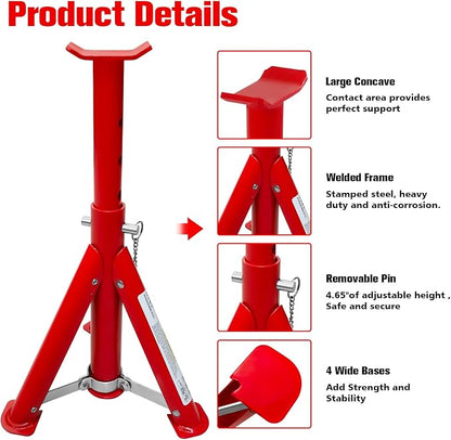 Foldable Jack Stands 3 Ton, 11.42"-16.06" Adjustable Height - Image 4