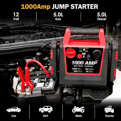 Car Battery Jump Starter-1000Amp 12V Lead-Acid Battery Jump Box - Image 2