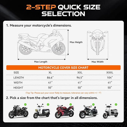 Motorcycle Cover Waterproof Outdoor, 300D Heavy Duty, UV & Rain Resistant - Image 6