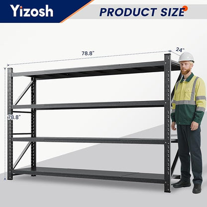 Yizosh 79" W Metal Garage Storage Shelves, 7000LBS Heavy Duty 4-Shelf - Image 2