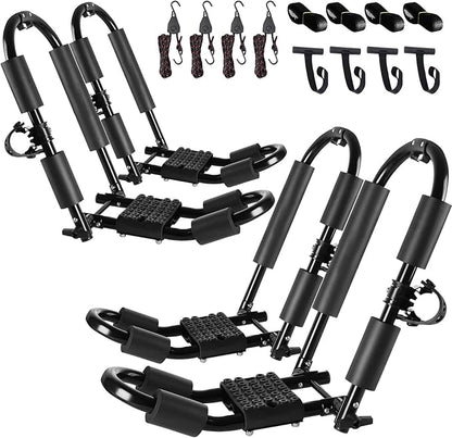 FORWODE Premium Kayak Roof Rack, 2 Pair J-Bar Roof Rack, Folding Adjustable Rack by FORWODE