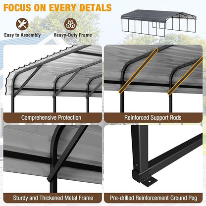 EBE 20'x30' Metal Carport, Heavy Duty Carports Canopy - Image 3