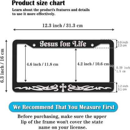 License Plate Frames Black and White Custom License Plate Frame Jesus - Image 2