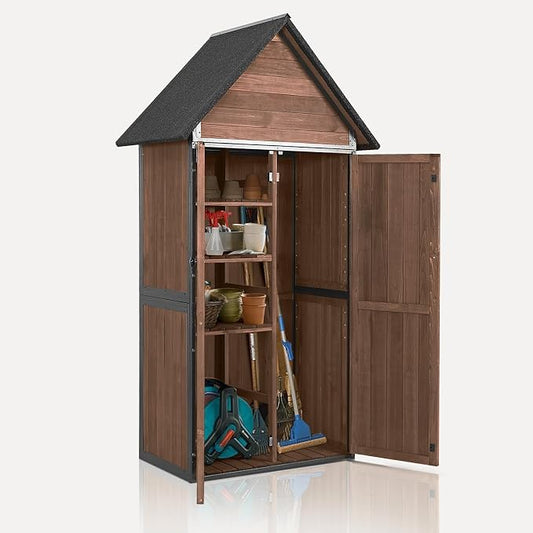 Outdoor Storage Shed with Floor and Waterproof Roof by MEDEHOO