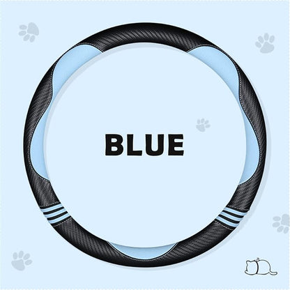 Car Steering Wheel Covers for Women Padded Carbon Fiber PU Leather Cute Auto - Image 3