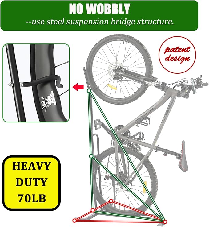 Bike Stand, Vertical Bike Rack For Indoor Bike Storage, Upright Bicycle Stand - Image 2