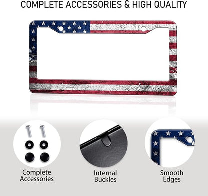 Vintage American Flag License Plate Frame, Retro USA Flag License Plate Holder - Image 9