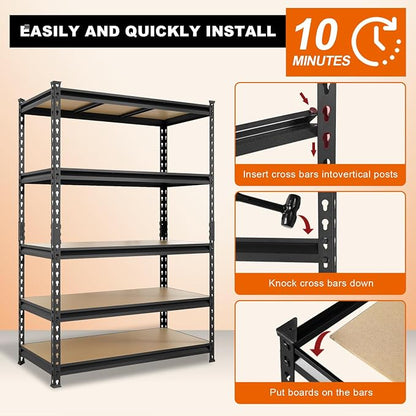 BIG RED Storage Shelving Unit, 5-Tier Adjustable, Heavy Duty Metal Garage - Image 4