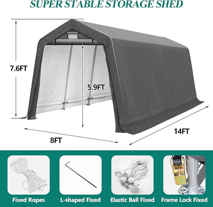 8' x 14' Outdoor Storage Shelter Shed- Heavy Duty Storage Tent - Image 2