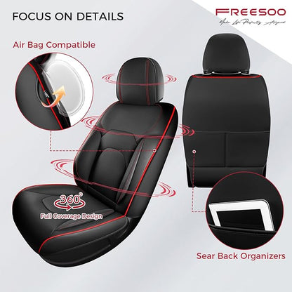 FREESOO Car Seat Covers Full Set, Waterproof Automotive Seat Covers, Leather - Image 4