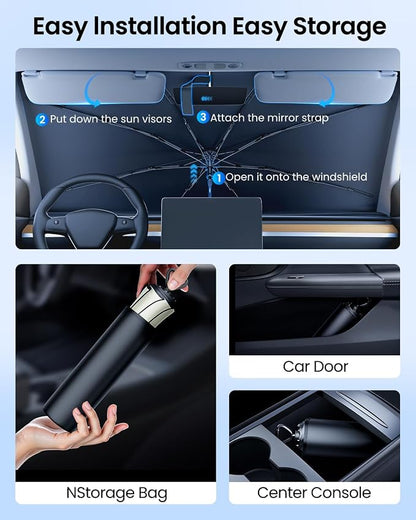 REEVAA 2025 Upgraded Car Windshield Sun Shade Umbrella Protect Interior - Image 6