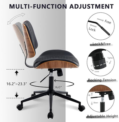 Home Office Chair No Arms with Wheels, Adjustable Height Small Desk Chair - Image 5