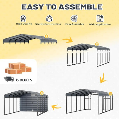 EROMMY 12x25 FT Carport Storage Shed 2-in-1, Heavy Duty Car Port - Image 7