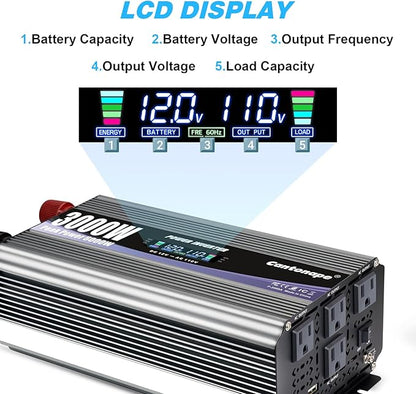 3000W Power Inverter 12V to 110V/120V DC to AC - Image 2