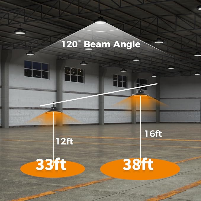 LED High Bay Lights 180W UFO Shop Lights 32400 LM 6000K Commercial Bay Lighting - Image 6