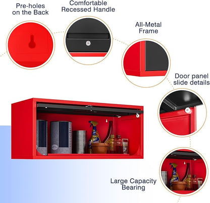 Yizosh Metal Wall Cabinet with Doors, Wall Mounted Storage Cabinet, Floating - Image 6
