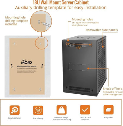 Tecmojo 18U Wall Mount Rack Network Cabinet - Image 5