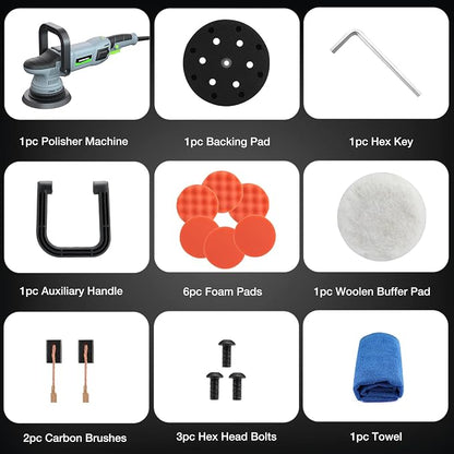 WORKPRO Buffer Polisher, 6-inch 1080W Dual Action Random Orbital Polish Kit - Image 3