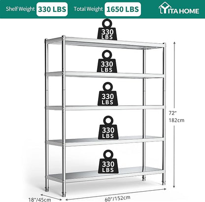 YITAHOME NSF Stainless Steel Shelves, Heavy Duty Shelving - Image 3