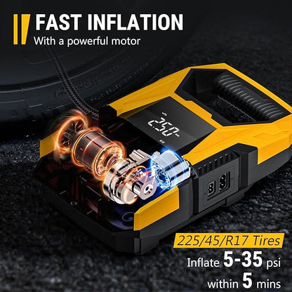 CARSUN AC/DC Tire Inflator Portable Air Compressor, Dual Power - Image 4