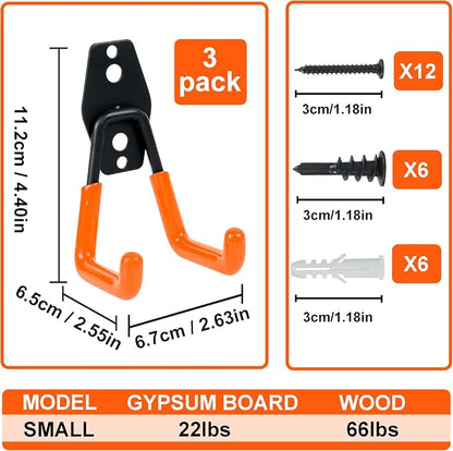 QUELIEN 3 Pack Garage Wall Hooks – 2.5in Heavy-Duty Cord Organizers - Image 3