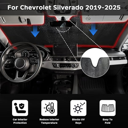 Windshield Sun Shade for Chevrolet Chevy Silverado 1500 2019-2025 Regular Cab - Image 2