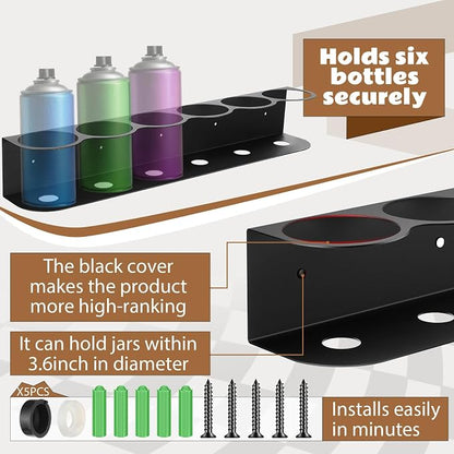 Therwen 2 Pcs 6 Holes All Purpose Steel Spray Bottle Holder Heavy Duty Can - Image 3
