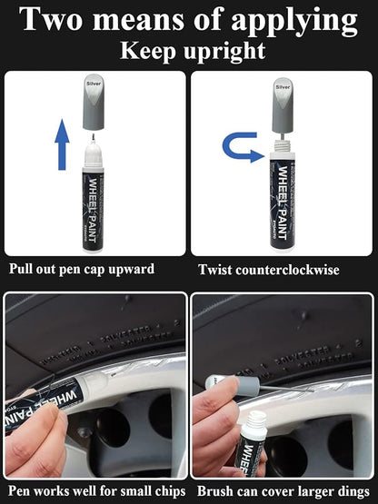SYOAUTO Silver Rim Touch Up Paint Rim Scratch Repair Pen Wheel Touch Up Paint - Image 5
