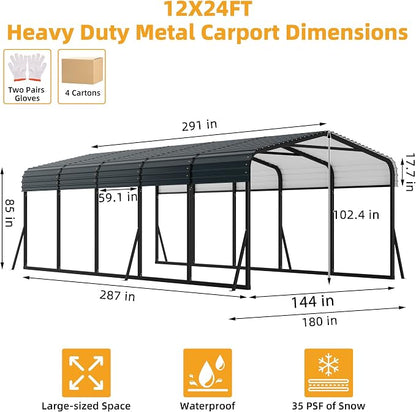 12x24FT Metal Carport Kits - Image 2