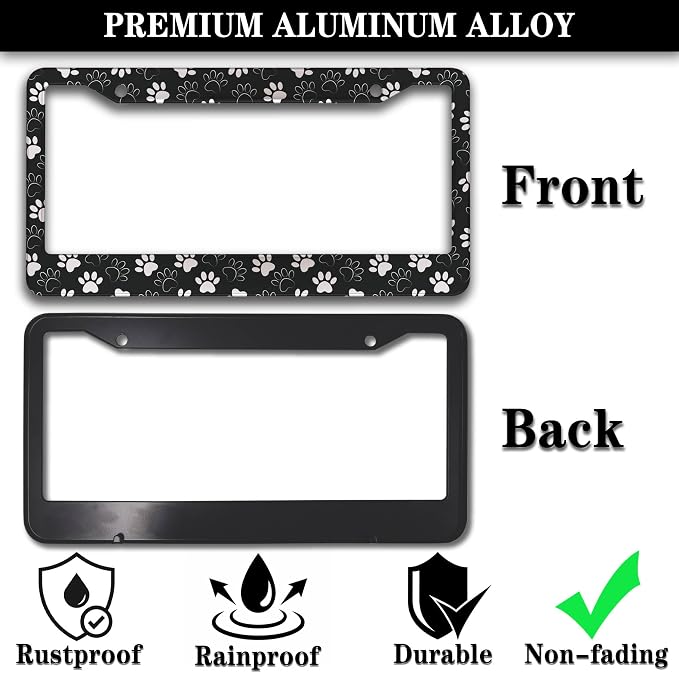 License Plate Holder Black and White License Plate Frames Black White Dog Cat - Image 3