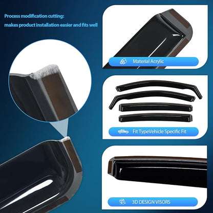 Nilight Vent Window Visors for Toyota Venza 2021 2022 2023 2024 2025, - Image 2