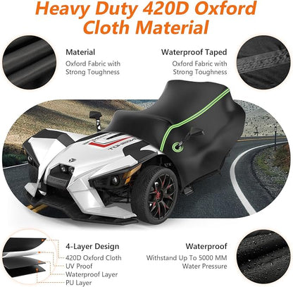 Half Cover for Polaris Slingshot, 420D Oxford Cloth Windshield Cover Waterproof - Image 2