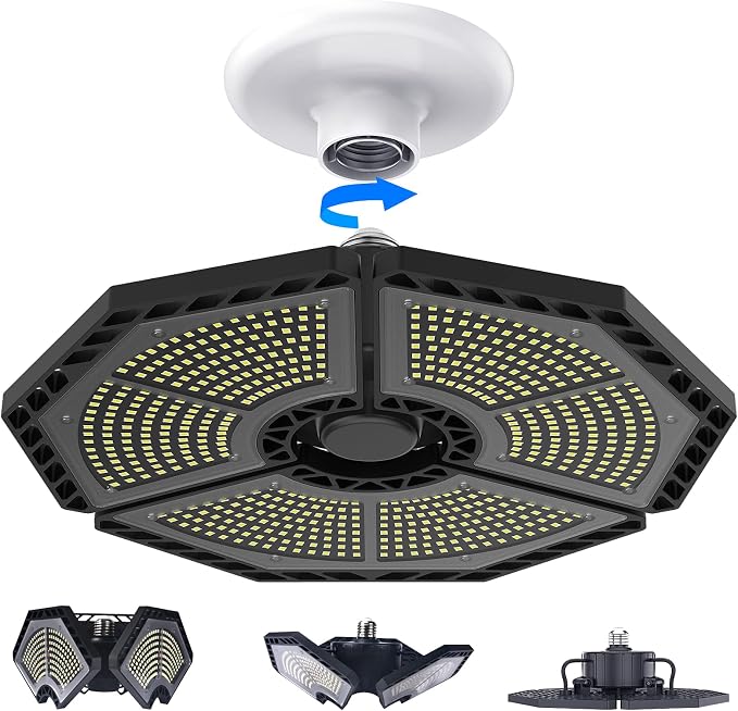 LED Garage Lights, 140W 18500 Lumens Garage Ceiling Lighting, 6000K Daylight by KERNOWO
