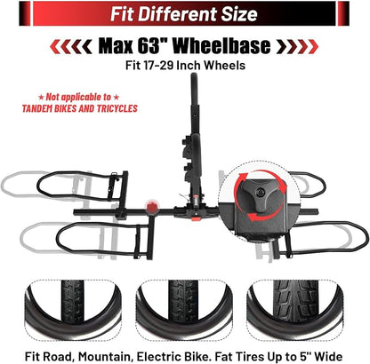 FORWODE Hitch Mount Bike Rack Fits 2 X 80 lbs Bicycle, Platform Bike Rack - Image 4