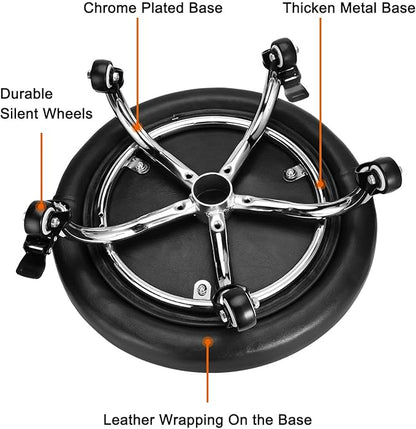Rolling Stool with Backrest Low Height Rolling Stool with PU Leather, Roller - Image 5