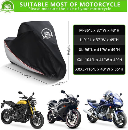 COVERVIN Motorcycle Cover, All Weather Outdoor Waterproof Night Protection - Image 3