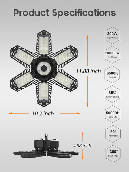SEOBIOG Plug in Garage Light, 200W 20000LM Linkable Shop Light - Image 7