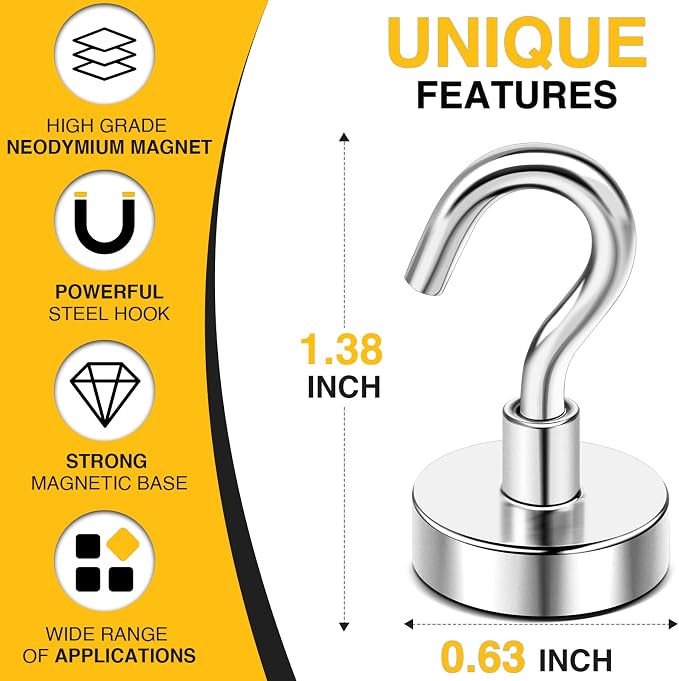 DIYMAG Magnetic Hooks, 30Lbs Strong Heavy Duty Cruise Magnet Hooks - Image 4
