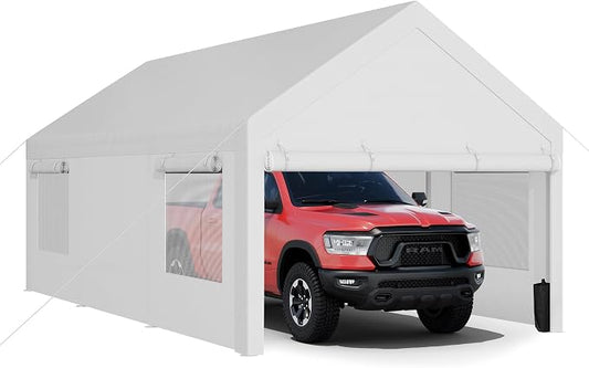 JY QAQA Carport, 12x20 FT Heavy Duty Carport Reinforced Steel Poles by JYQAQA