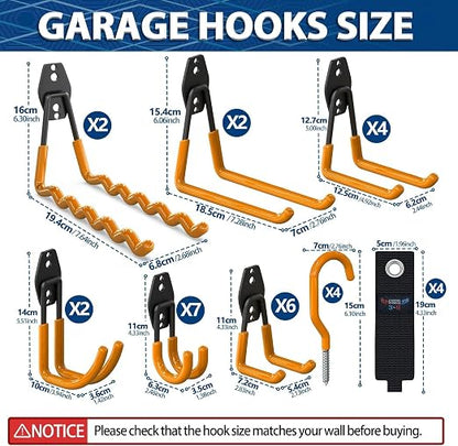 3-H Garage Wall Hooks 62 Pack, Heavy Duty Garage Hooks - Image 4