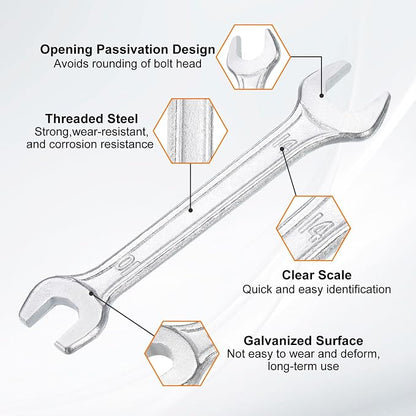 HARFINGTON 5pcs Double Open End Wrench 10mm x 14mm Metric 15 Degree Offset - Image 4