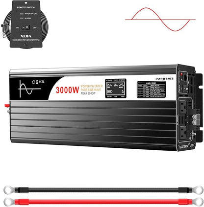 Xijia 3000W Pure Sine Wave Power Inverter DC24V to 110V 120V ac Converter 60HZ by XIJIA