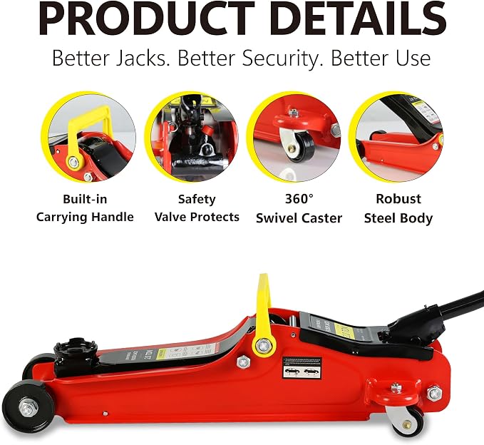 4 Piece Car Truck Floor Jack Service, Hydraulic Trolley Floor Jack & Jack - Image 6