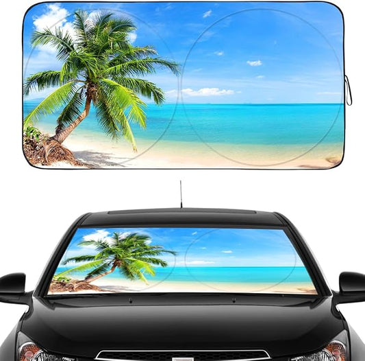 Gven Windshield Sun Shade Car Sun Shade Windshield Palm Tree Windshield Shade by Gven